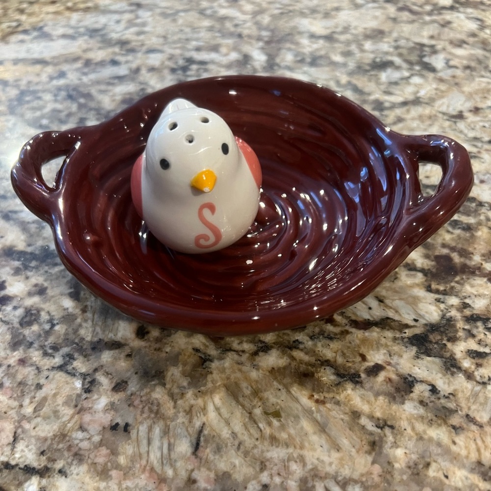 Temp-tations old world pink bird salt shaker with nest
